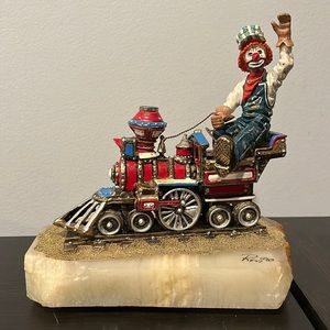 Ron Lee Conducting A Train Clown Sculpture signed from 1980